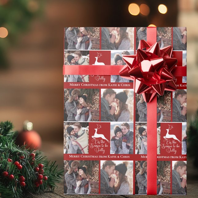 Papel De Regalo Personalizado de Navidad de temporada de renos roj (Subido por el creador)