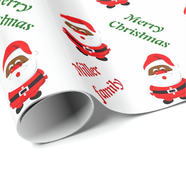 Papel De Regalo Personalizado de Navidades de African-Americam San (Esquina del rollo)