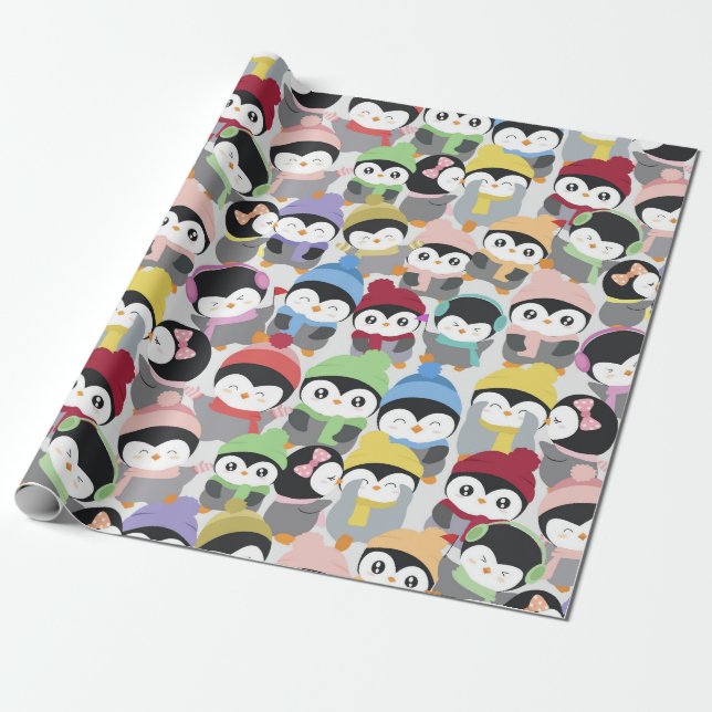 Papel De Regalo Personalizado de Navidades de pelo pingüinos (Desenrollado)