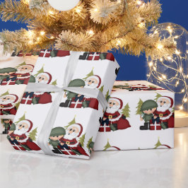 Papel De Regalo Personalizado de Navidades de soldado militar y Sa
