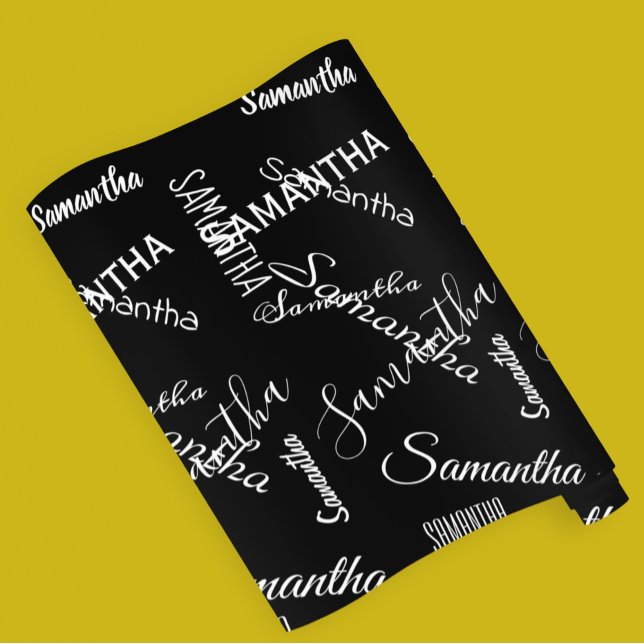 Papel De Regalo Personalizado de nombres personalizado blanco negr (Subido por el creador)