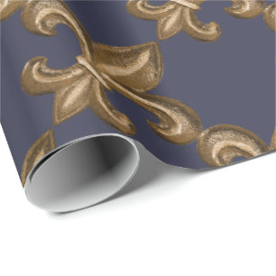 Papel De Regalo Personalizado de oro de la flor de lis del hierro