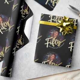 Papel De Regalo Personalizado de oro del guión fotográfico del cum