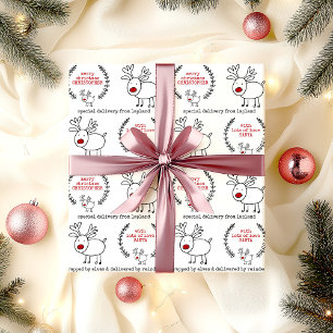 Papel De Regalo Personalizado de Papá Noel Laplandia Reno Kids