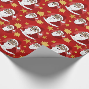 Papel De Regalo Personalizado de Papá Noel negro sonriente