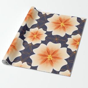 Papel De Regalo Personalizado de patrón floral tropical naranja