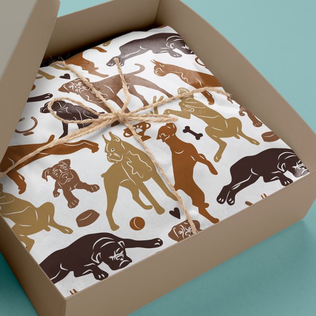 Papel De Regalo Personalizado de perros de boxeo en varias poses s (Subido por el creador)