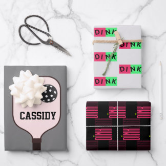 Papel de regalo personalizado de pickleball rosa d