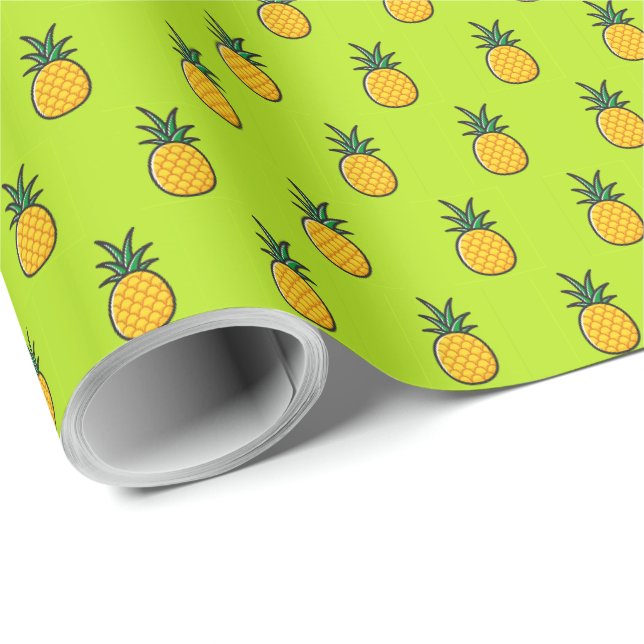 Papel de regalo personalizado de piña tropical Lua (Esquina del rollo)