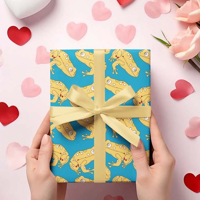 Papel De Regalo Personalizado de rana amarilla (yellow frog birthday packing gift wrap,gift wrapping paper,return gift wrap paper,paper gift)