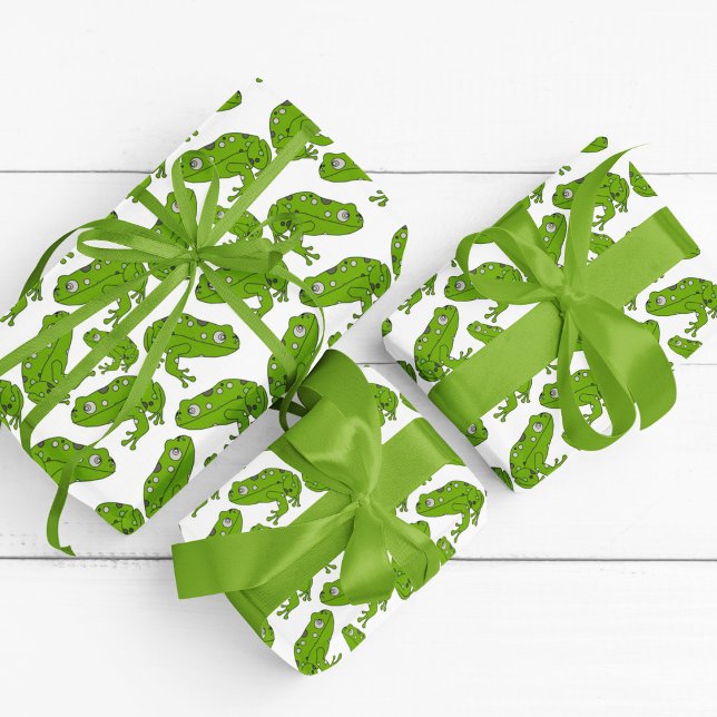Papel De Regalo Personalizado de rana verde (green frog birthday packing gift wrap,gift wrapping paper,return gift wrap paper,paper gift)