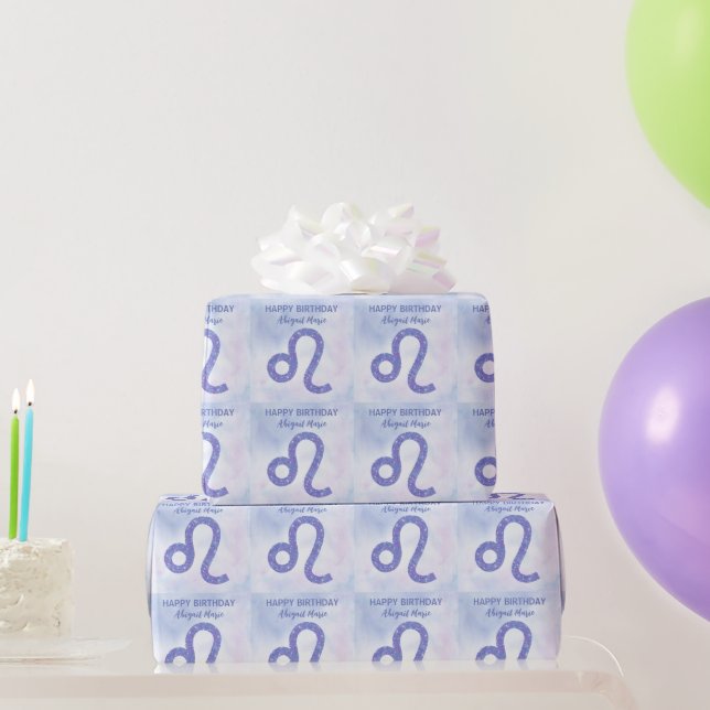 Papel De Regalo Personalizado de Rótulo Leo Cute Astrología Cumple (Regalos de fiesta)