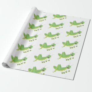 Papel De Regalo Personalizado de saltamontes alegre verde