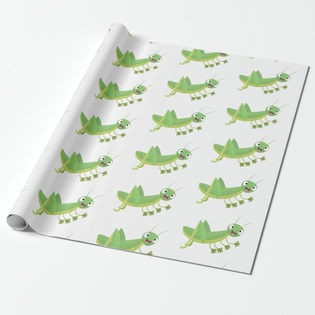 Papel De Regalo Personalizado de saltamontes alegre verde (Desenrollado)