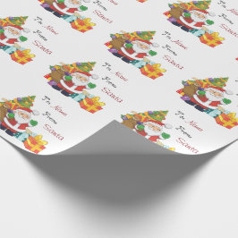 Papel De Regalo Personalizado de Santa del navidad a y desde