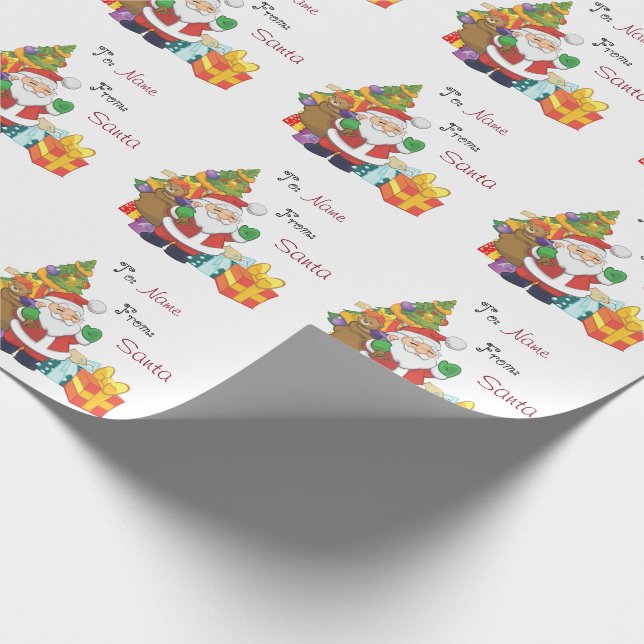 Papel De Regalo Personalizado de Santa del navidad a y desde (Esquina)