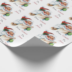 Papel De Regalo Personalizado de Santa del navidad del vintage a y