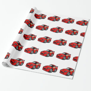 Papel De Regalo personalizado de supercoches rojo: elija color de 