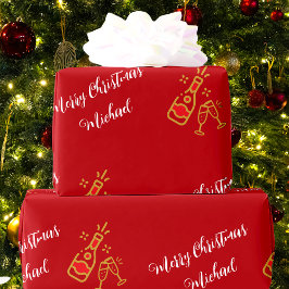 Papel De Regalo Personalizado de vidrio de botella de champán Text