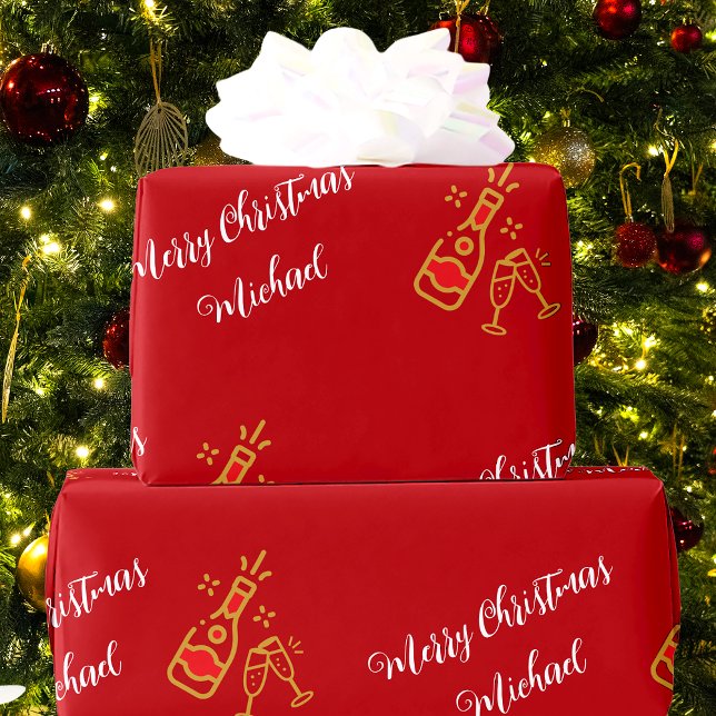 Papel De Regalo Personalizado de vidrio de botella de champán Text (Subido por el creador)