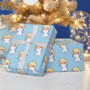 Papel De Regalo Personalizado del bebé rubio Angel Cute Navidades