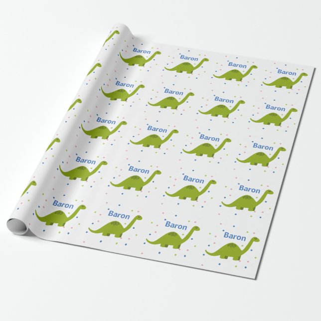 Papel de regalo personalizado del dinosaurio (Desenrollado)