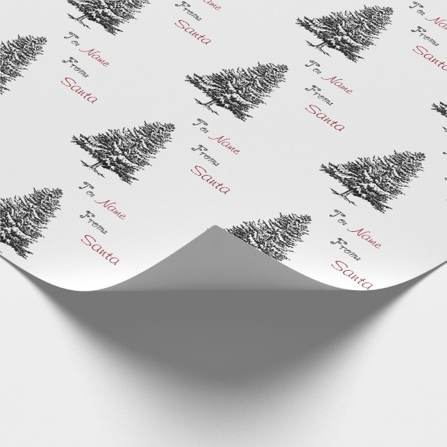 Papel De Regalo Personalizado del pino del navidad a y desde (Esquina)