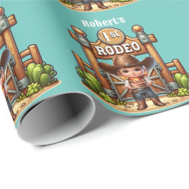 Papel De Regalo Personalizado del primer cumpleaños de Rodeo de Co