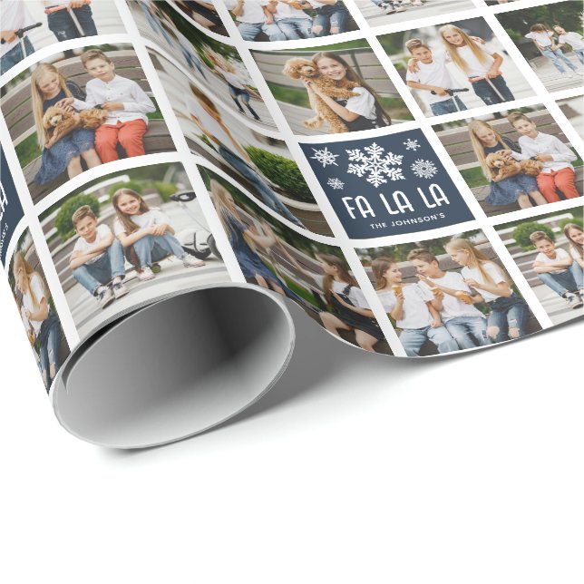Papel De Regalo Personalizado divertido 8 x Cuadrícula fotográfica (Esquina del rollo)