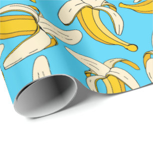 Papel De Regalo Personalizado divertido Bananas Aqua Patrón de fru