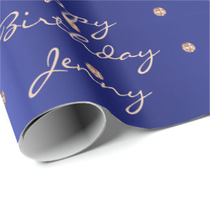 Papel De Regalo Personalizado Dots azules Rosa Crystal Swarovski