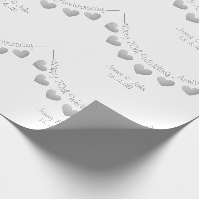 Papel De Regalo Personalizado el 70° aniversario del boda Platinum (Esquina)