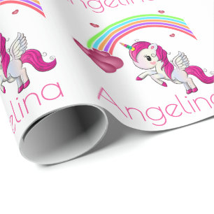 Papel De Regalo Personalizado el Unicornio arcoiris mágico