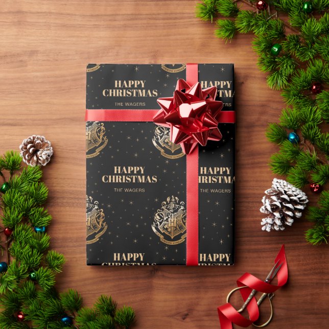 Papel De Regalo PERSONALIZADO Escudo dorado HOGWARTS™ (Regalo de vacaciones)