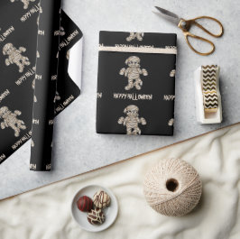 Papel De Regalo Personalizado espeluznante Patrón momia Feliz text