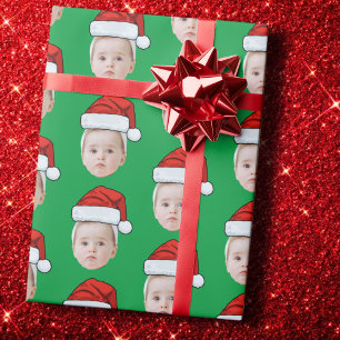 Papel De Regalo Personalizado Face Photo Santa Hat Funny Navidades