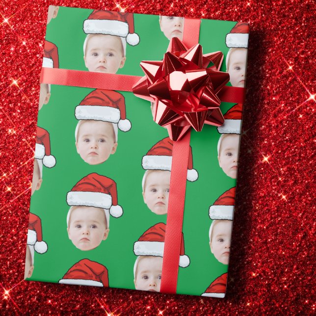 Papel De Regalo Personalizado Face Photo Santa Hat Funny Navidades (Subido por el creador)