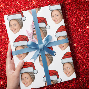 Papel De Regalo Personalizado Face Photo Santa Hat Navidades
