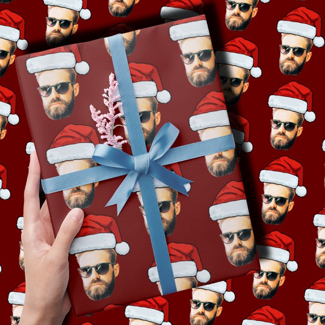 Papel De Regalo Personalizado Face Photo Santa Hat Navidades (Subido por el creador)