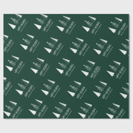 Papel De Regalo Personalizado Felices Fiestas Verde Spruce