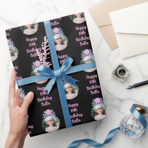 Papel De Regalo Personalizado Foto Acuarela Sirena Cumpleaños de l