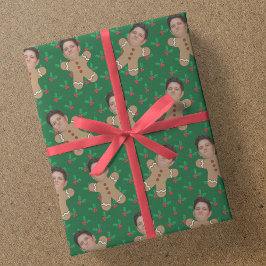 Papel De Regalo Personalizado Foto Cara Gingerbread Hombres Navida