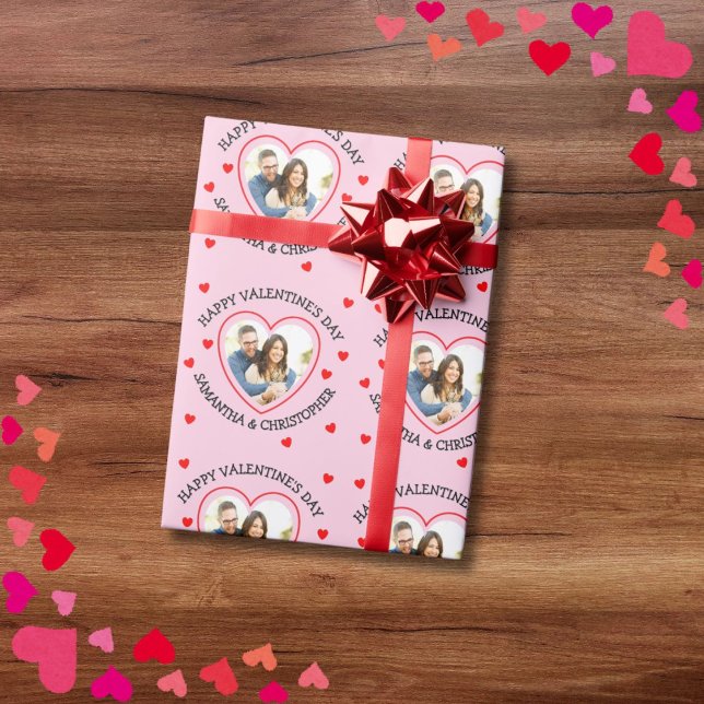 Papel De Regalo Personalizado foto corazón y nombres (Subido por el creador)
