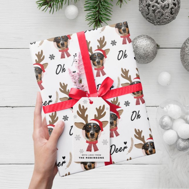 Papel De Regalo Personalizado foto de Navidades de renos en blanco (Subido por el creador)