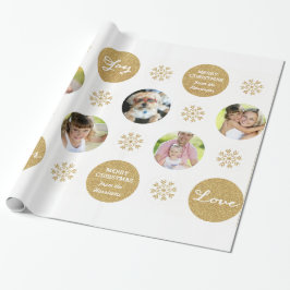Papel De Regalo Personalizado Foto Purpurina de oro Aspecto Regalo