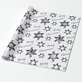 Papel De Regalo Personalizado Foto Stary Merry Christmas Purple