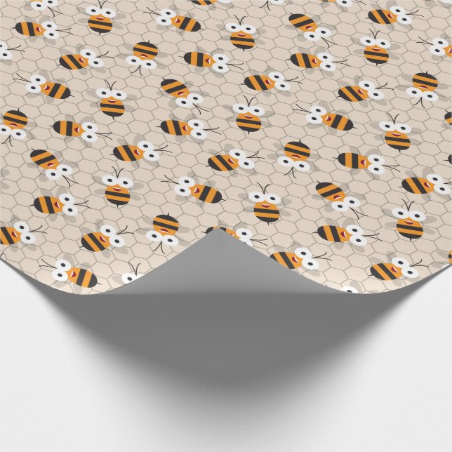 Papel De Regalo Personalizado Funny Honey Bee Honeycomb Pattern (Esquina)