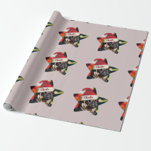 Papel De Regalo Personalizado Funny Pug Santa Navidades
