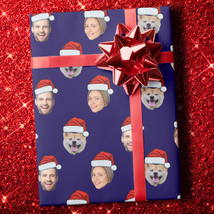 Papel De Regalo Personalizado Funny Santa Hat Face 3 Fotos