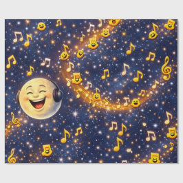 Papel de regalo personalizado Galaxia Luna musical